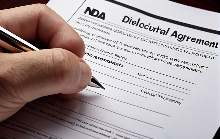 **

"Close-up of a hand signing a Non-Disclosure Agreement (NDA) with a pen, emphasizing the importance of protecting confidential information. Legal documents in the background, soft, professional lighting."

**
