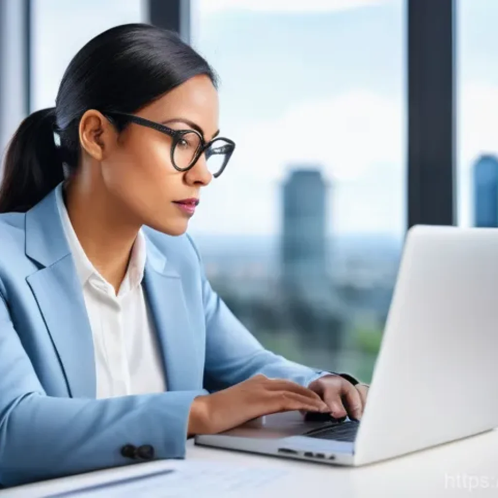 지적재산권 실무자들의 연봉 협상 경험 - A focused intellectual property professional, a woman in her late 30s, is diligently researching mar...