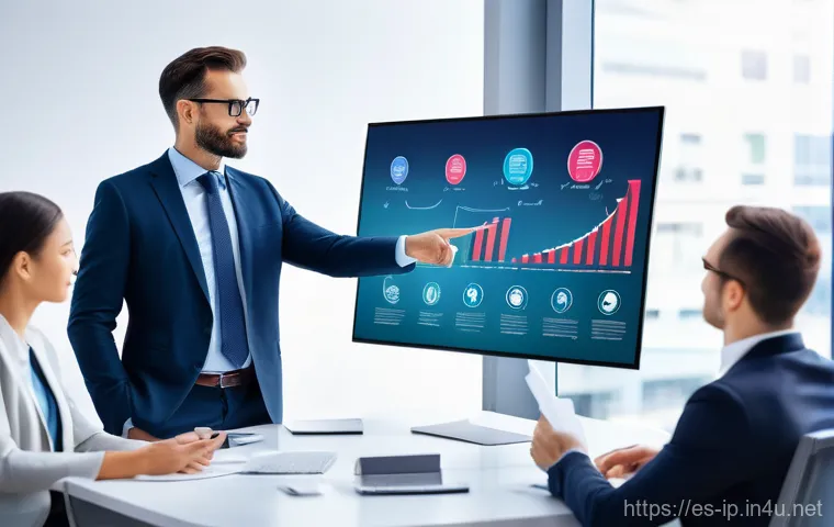 지적재산권 실무자들의 연봉 협상 경험 - A focused intellectual property professional, a woman in her late 30s, is diligently researching mar...