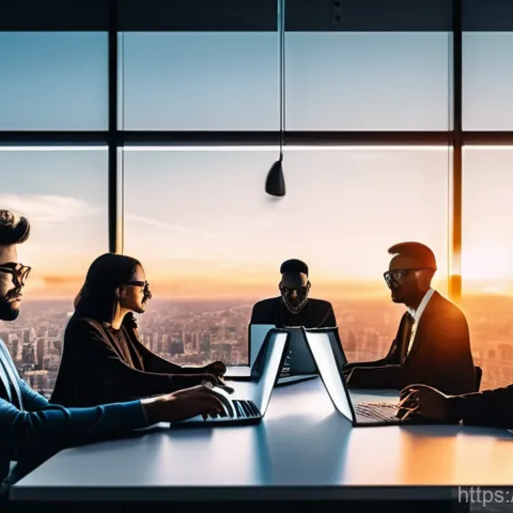 지적재산권 전문가로서의 일상 - **Prompt:** A dynamic and inspiring scene depicting a diverse group of modern digital creators – a g...