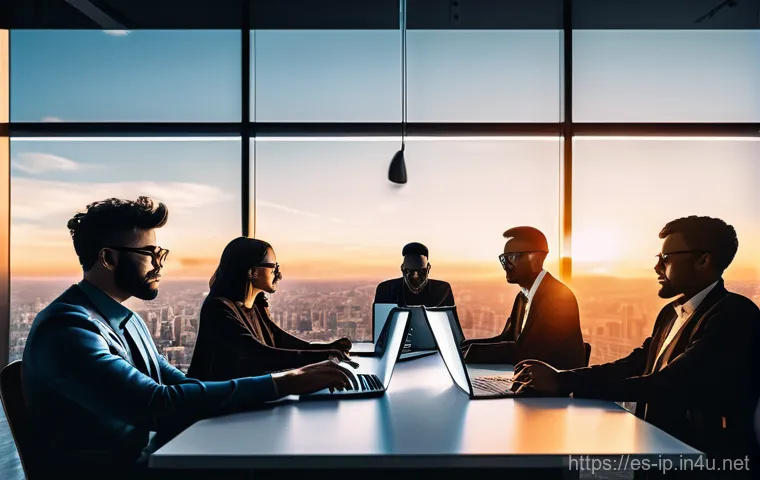 지적재산권 전문가로서의 일상 - **Prompt:** A dynamic and inspiring scene depicting a diverse group of modern digital creators – a g...