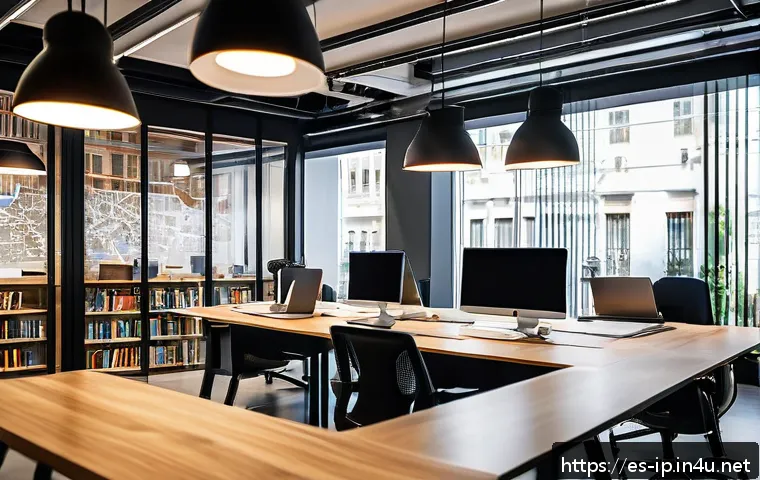 지적재산권 보호 전략의 중요성 - A modern startup office scene in Madrid, Spain, showcasing a diverse team of professionals engaged i...