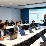 지적재산권 전문가를 위한 워크숍 추천 - A modern conference room filled with diverse Spanish-speaking professionals attentively participatin...